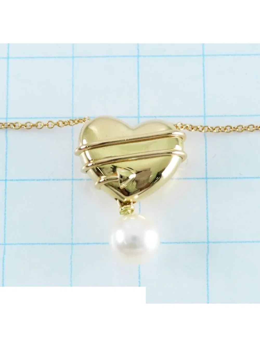 Tiffany & Co Heart Arrow Necklace Yellow Gold 18k Akoya Pearl Pendant